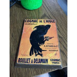 Cognac De L'aigle Black Eagle Bird Retro Goth Halloween Wooden Sign